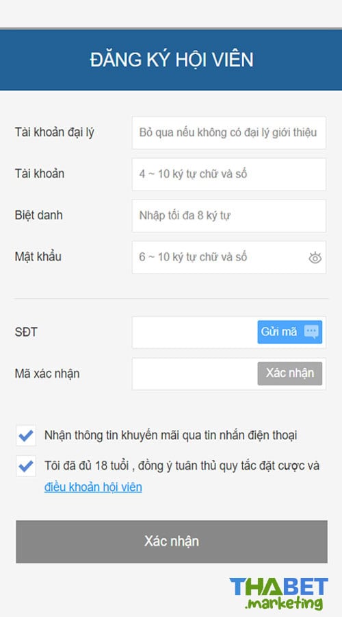 Hướng dẫn đăng ký Thabet chi tiết